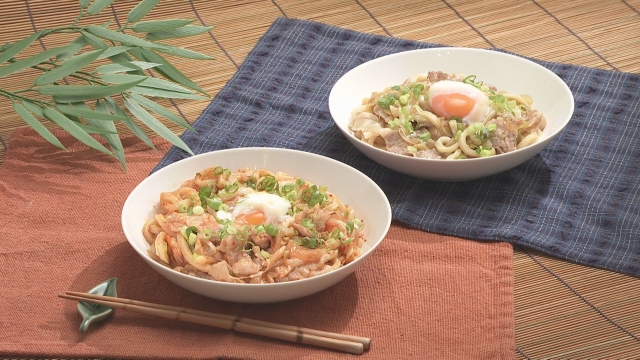 豚キムチ焼きうどん＆豚すき焼きうどん