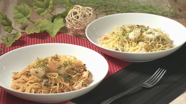 紅いペスカトーレと白いボンゴレ