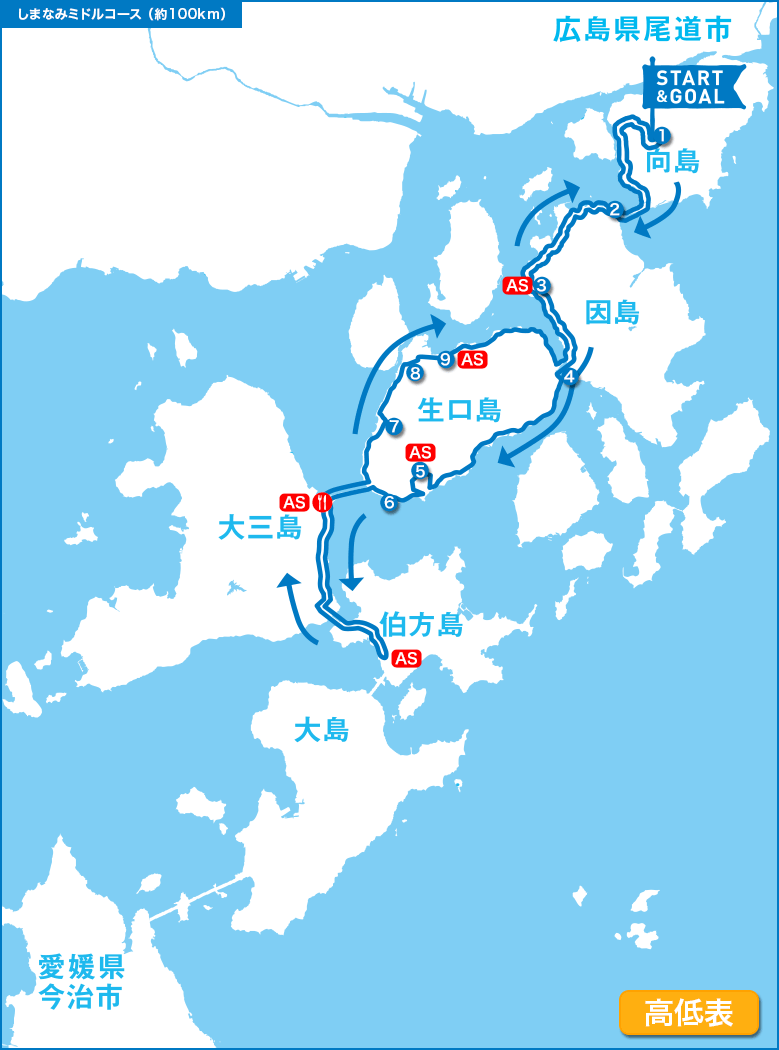 しまなみミドルコース(約100km)